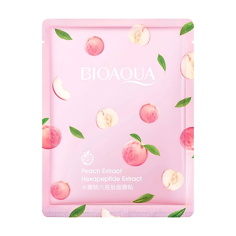 Тканинна маска для обличчя Bioaqua Peach Extract з екстрактом персика та гіалуроновою кислотою, 25 г